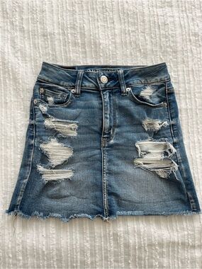American Eagle Ripped Demin Mini Skirt